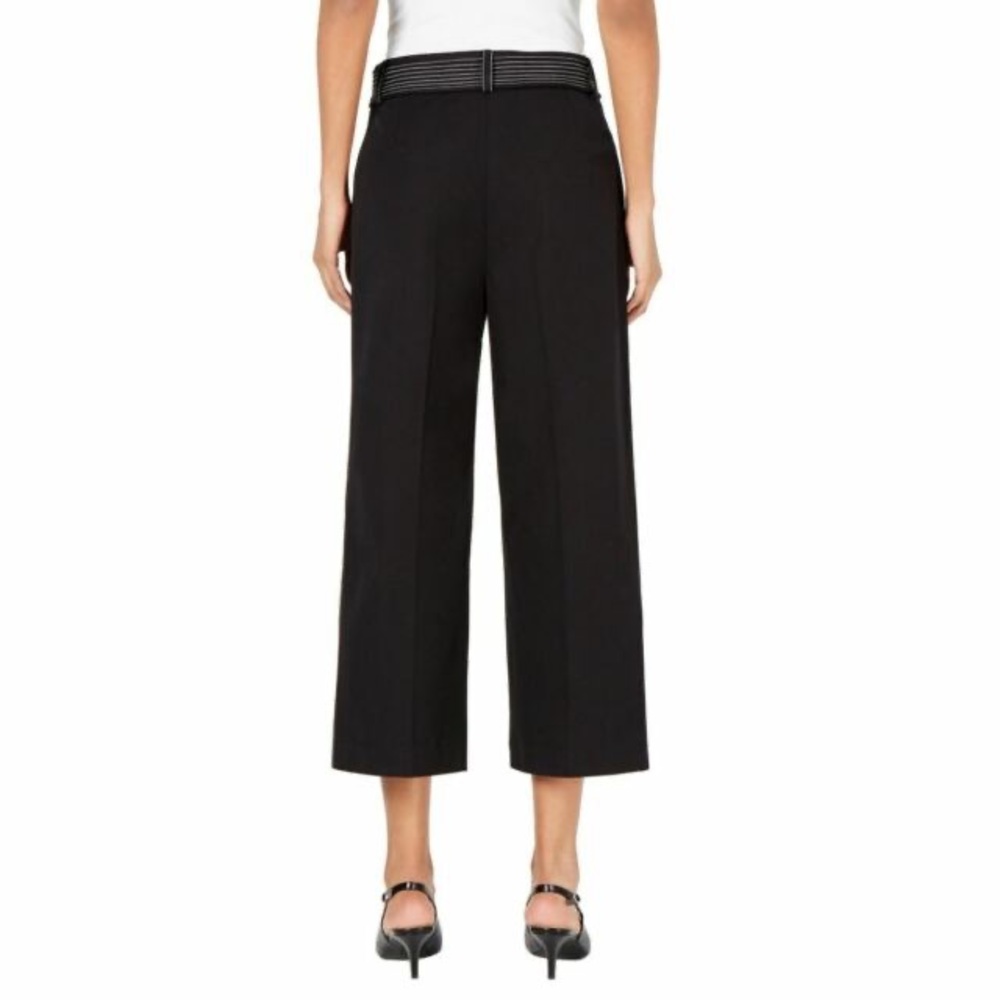 ALFANI belted tummy control cropped black pants - Picture 2 of 5